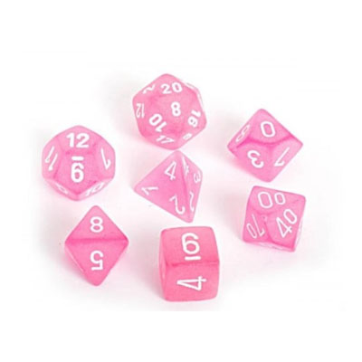 Dice set: frosted roze